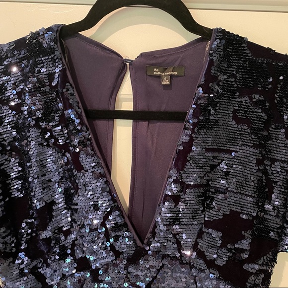 The Clothing Company Navy Blue Sequin Velvet Dress - Picture 9 of 11